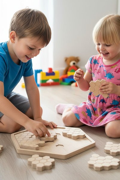 MONTETOYS لغز خشبي تعليمي على شكل خلية النحل