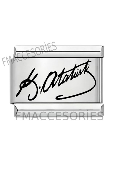 Feride İTALYAN ÇELİK CHARM ATATÜRK İMZA CHARM ERKEK KADIN 9 MM FMACCESORİES