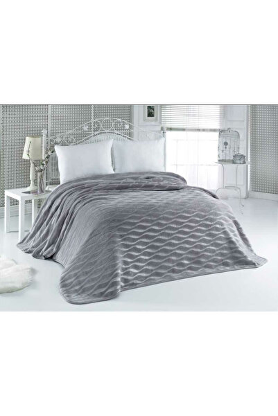 NİMBLES MODA New Year Holly Embos Double Blanket - Anthracite 220X240 cm