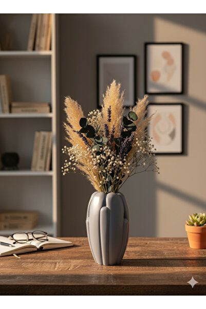 TACTIC Modern Shaped Decorative Stone Vase 16 cm – Suitable for Living Room, Office, and Tabletop Use