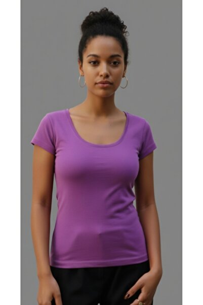 moda felinya بدلة نسائية أرجوانية ذات ياقة قارب وأكمام قصيرة