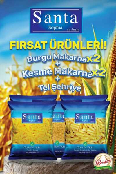 SANTA SOPHİA Glutensiz Makarna Paketi 400 gr 2 Adet Burgu - 2 Adet Kesme Maka...