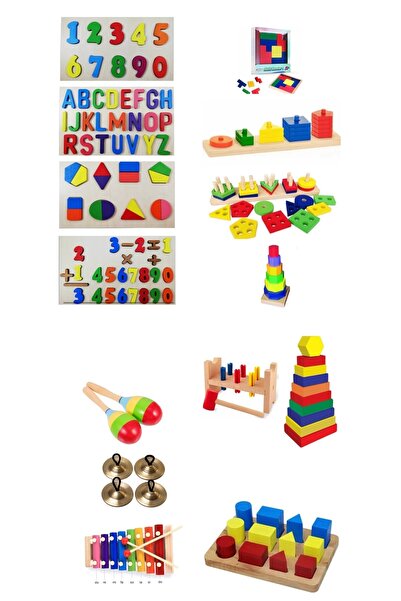 Toy Oyuncak Okul Öncesi 15 Li Ahşap Oyuncak Montessori Anaokulu Eğitici Mater...