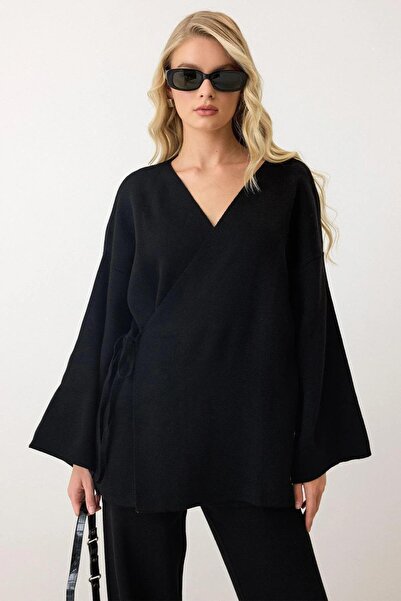 MAXXANA Lace-Up Kimono Pants Double Knitwear Set