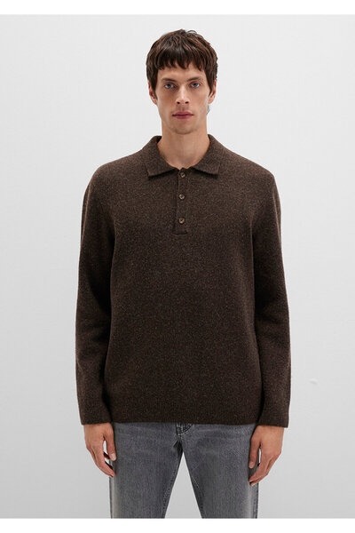Mavi Yün Karışımlı Kahverengi Triko Polo 0710255-70251