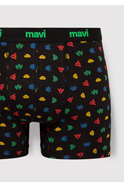 Mavi 3lü Baskılı Siyah Boxer 0912236-900