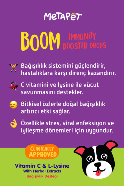 Metapet Köpekler için Bağışıklık Sistemi Güçlendirici, C Vitamini ve Lysine Vitaminleri Bağışıklığı Damla