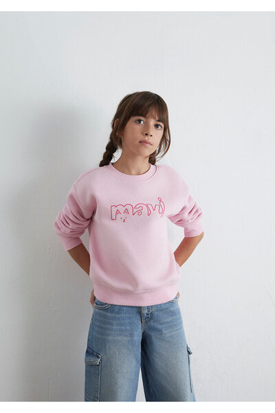 Mavi Kedi Logo Baskılı Pembe Sweatshirt 7S10162-70973