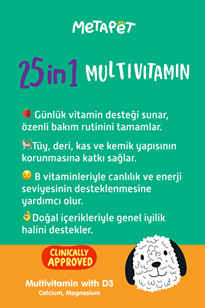 Metapet Köpekler Için Premium Multivitamin Damla, Eklem Destekleyici, C Ve D Vitaminleri, 50 ml