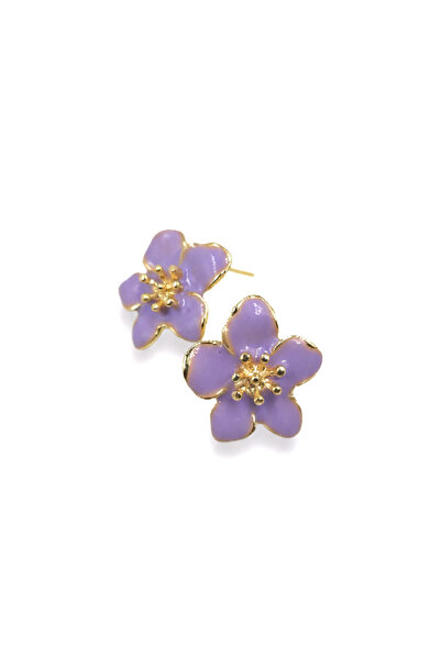 La Clarte Women's Gold Color Purple Flower Model Earrings – Elegant and Soft ...