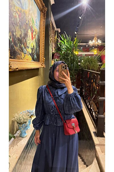 Touche Denim Efektli Bluz Etek Takım Denim