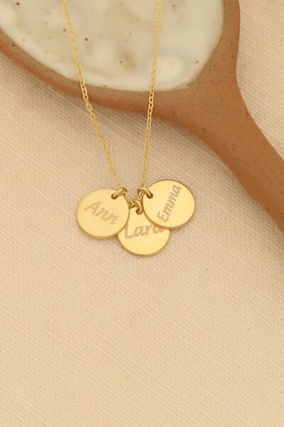 Nox Jewelry 925 Ayar Gümüş Kişiye Özel İsim Yazılı Pul Kolye Gold