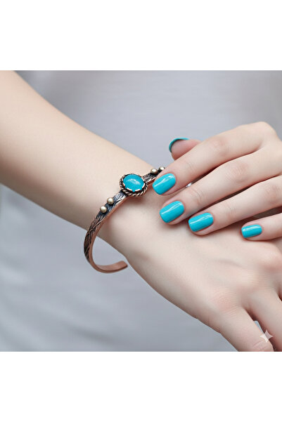 Bakır Center Copper Bracelet Copper Bracelet Copper Bracelet with Natural Sto...