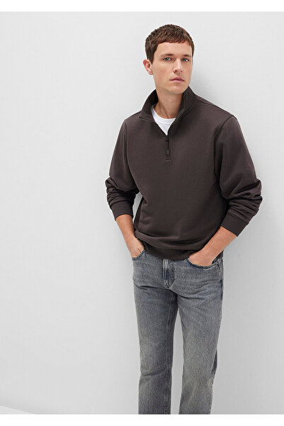 Mavi Yarı Fermuarlı Kahverengi Basic Sweatshirt 0S10278-70219