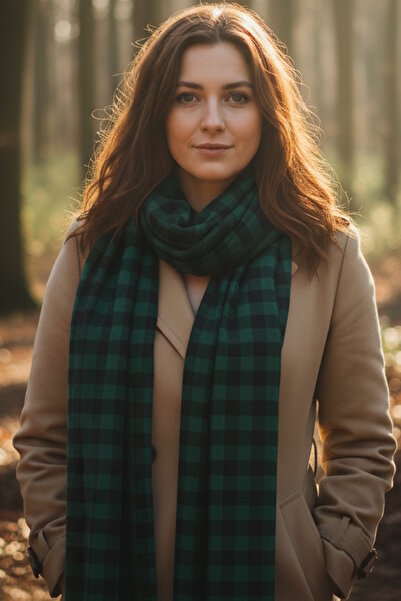 CAŞ DEKORASYON Green Color Unisex Scarf Shawl