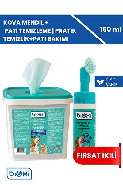 Bioxi Evcil Hayvanlar Için Hijyenik Temizleme Kova Mendil Pati Temizleme Köpüğü 150ml | Etkili Bakım!