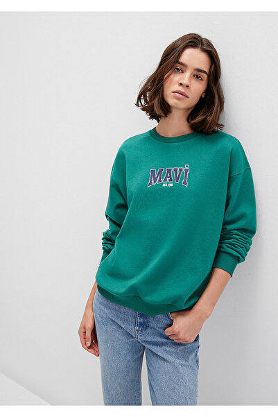 Mavi Logo Baskılı Yeşil Sweatshirt 1S10372-71918