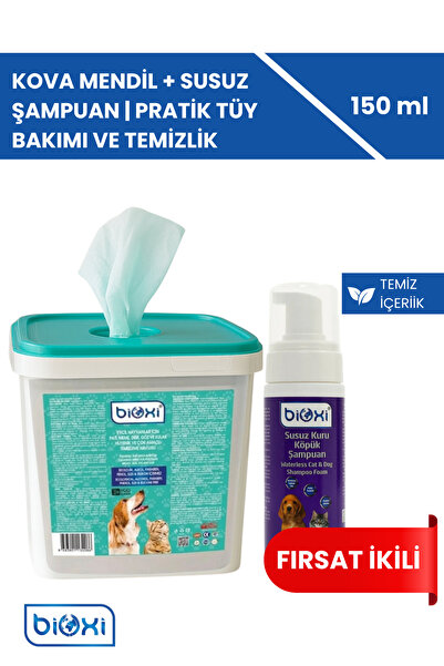 Bioxi Evcil Hayvanlar Için Hijyenik Temizleme Kova Mendil Susuz Kuru Köpük Şampuan | Etkili Bakım!