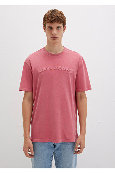 Mavi Jeans Baskılı Pembe Tişört Loose Fit / Bol Rahat Kesim 0612953-71079
