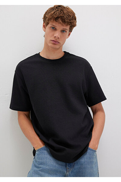 Mavi Siyah Dokulu Tişört Loose Fit / Bol Rahat Kesim 0612910-900