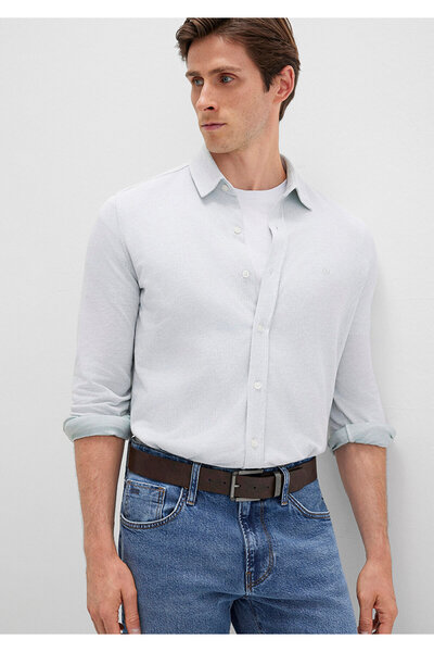 Mavi Dokulu Açık Gömlek Slim Fit / Dar Kesim 0211664-71476