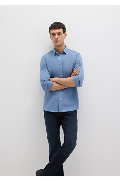 Mavi Tencel TM Liyosel Karışımlı Gömlek Slim Fit / Dar Kesim 0211805-83767