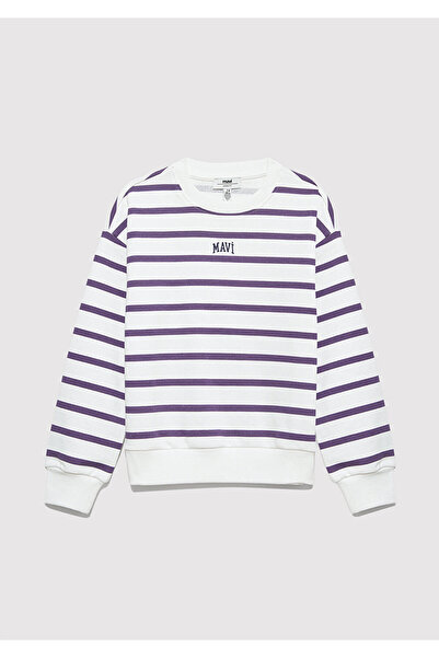 Mavi Hanorac cu dungi mov cu logo imprimat 7S10038-88138