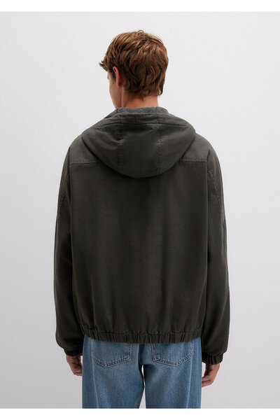 Mavi Kapüşonlu Haki Ceket Loose Fit / Bol Rahat Kesim 0110398-86764
