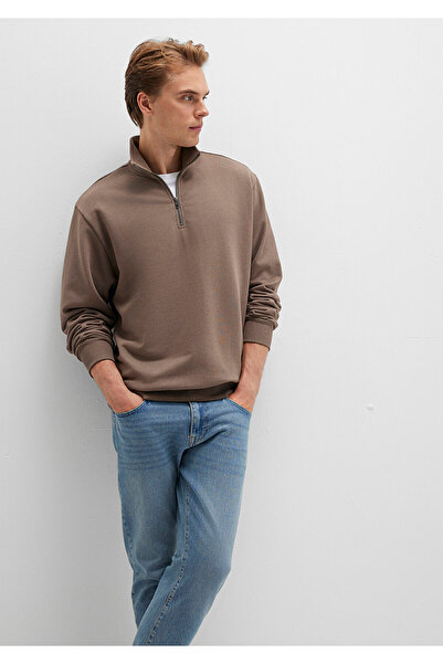 Mavi Yarı Fermuarlı Kahverengi Sweatshirt 0S10419-70380