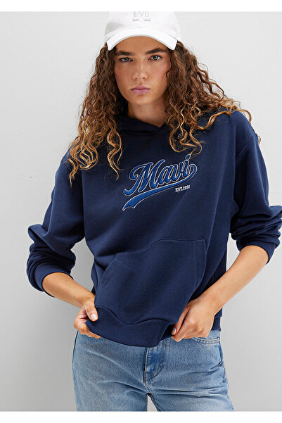 Mavi Logo Baskılı Kapüşonlu Lacivert Sweatshirt 1S10420-82318