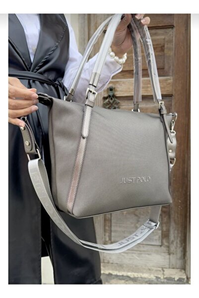 Just Polo JP Justpolo Women's Gray Large Shoulder Bag with Adjustable Long Strap