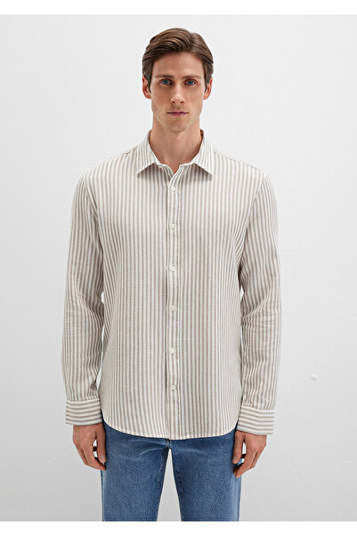 Mavi Erkek Bej M0211692-90940 Çizgili Gömlek