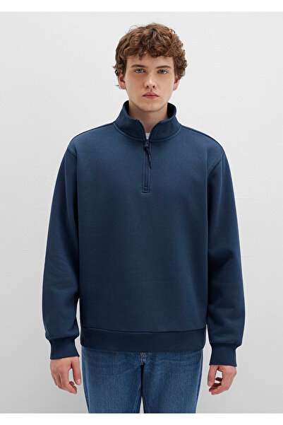 Mavi Yarı Fermuarlı Lacivert Basic Sweatshirt 0S10278-70490