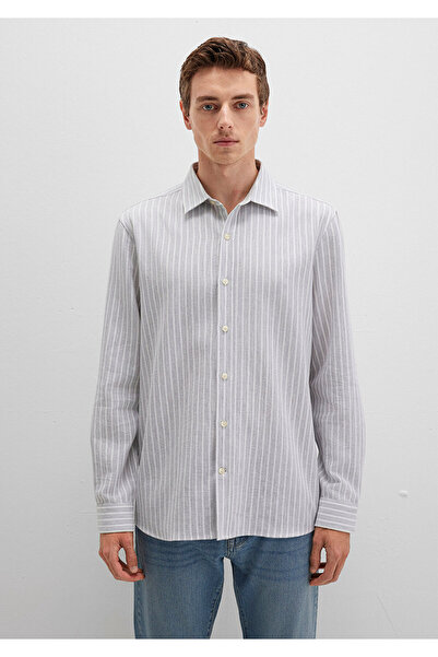 Mavi Çizgili Gri Gömlek Regular Fit / Normal Kesim 0211693-91013