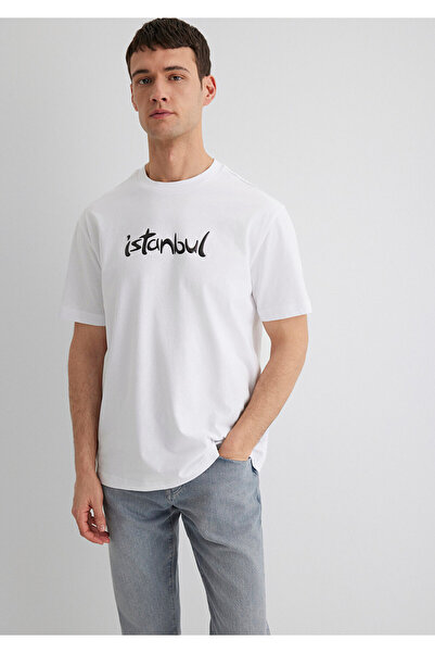 Mavi Λευκό μπλουζάκι Istanbul Printed Loose Fit / Loose Fit Casual 0613002-620