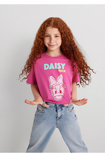 Mavi Daisy Duck Printed Pink T-Shirt Loose Fit / Loose Relaxed Cut 7610331-71095