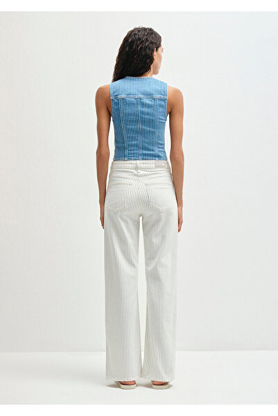 Mavi Malibu Akdeniz Çizgili Kırık Beyaz Jean Pantolon 1010152-89688