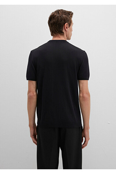 Mavi Kısa Kollu Siyah Triko Tişört Fitted / Vücuda Oturan Kesim 0710250-900