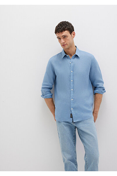 Mavi Keten Gömlek Slim Fit / Dar Kesim 0211466-70731