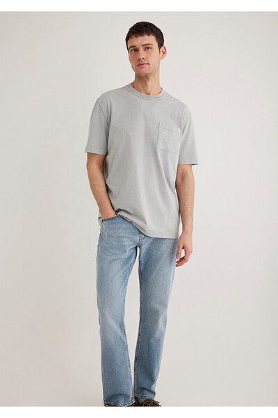 Mavi Gri Tişört Loose Fit / Bol Rahat Kesim 0612596-70119