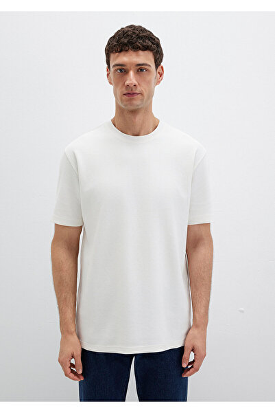 Mavi Ekru Basic Tişört Loose Fit / Bol Rahat Kesim 0612731-70057
