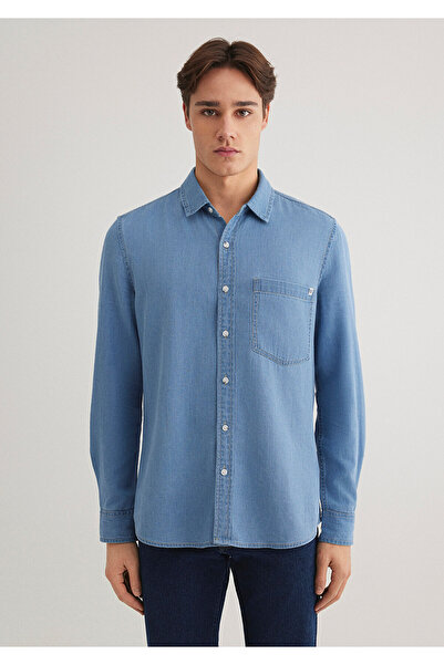 Mavi Cep Detaylı Gömlek Slim Fit / Dar Kesim 0211421-18790