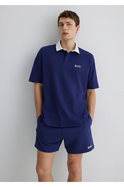 Mavi Jeans Baskılı Lacivert Polo Tişört Loose Fit / Bol Rahat Kesim 0612608-70496