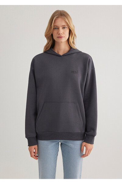 Mavi Logo Baskılı Kapüşonlu Antrasit Sweatshirt 1S10243-80932