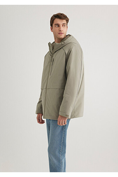 Mavi Su İtici Kapüşonlu Haki Mont Loose Fit / Bol Rahat Kesim 0110560-71818