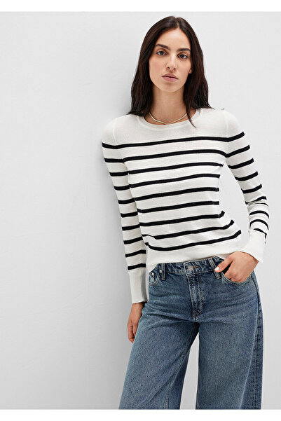 Mavi Bisiklet Yaka Çizgili Siyah Kazak Slim Fit / Dar Kesim 1710545-85407