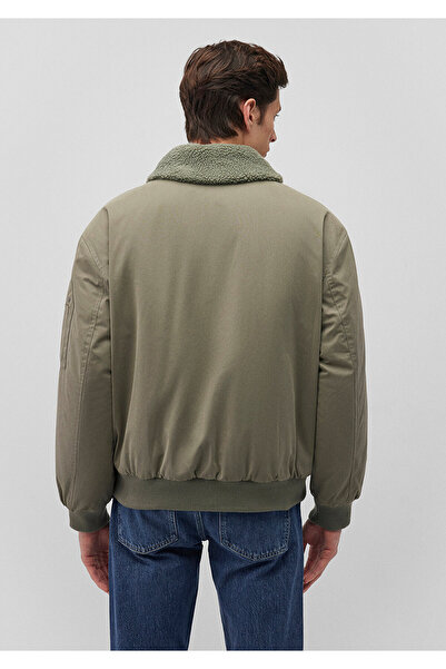 Mavi Dik Yaka Yeşil Bomber Ceket Oversize / Geniş Kesim 0110465-85485