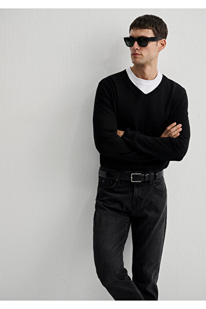 Mavi Kaşmir Karışımlı Siyah Kazak Slim Fit / Dar Kesim 0710188-900