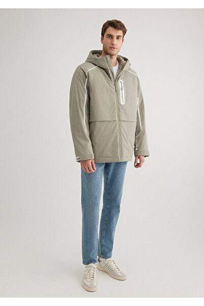 Mavi Su İtici Kapüşonlu Haki Mont Loose Fit / Bol Rahat Kesim 0110560-71818