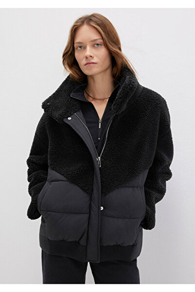 Mavi Sherpa Detaylı Siyah Ceket Loose Fit / Bol Rahat Kesim 1110476-900